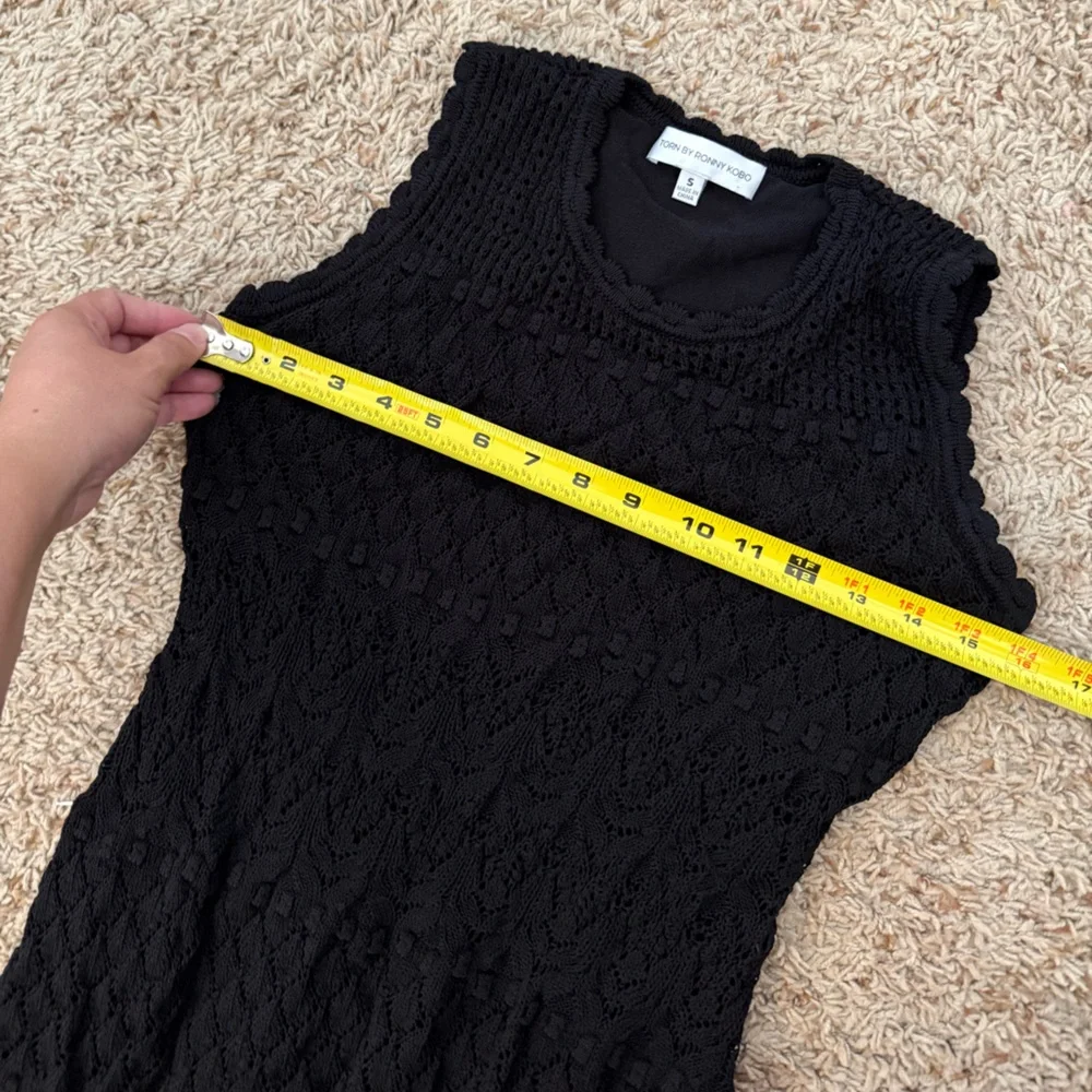 torn by ronny kobo ryan knit maxi dress Black Crochet Fringe Midi Small length-40